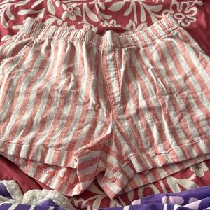 Old Navy Pink and White Striped High Waist Shorts